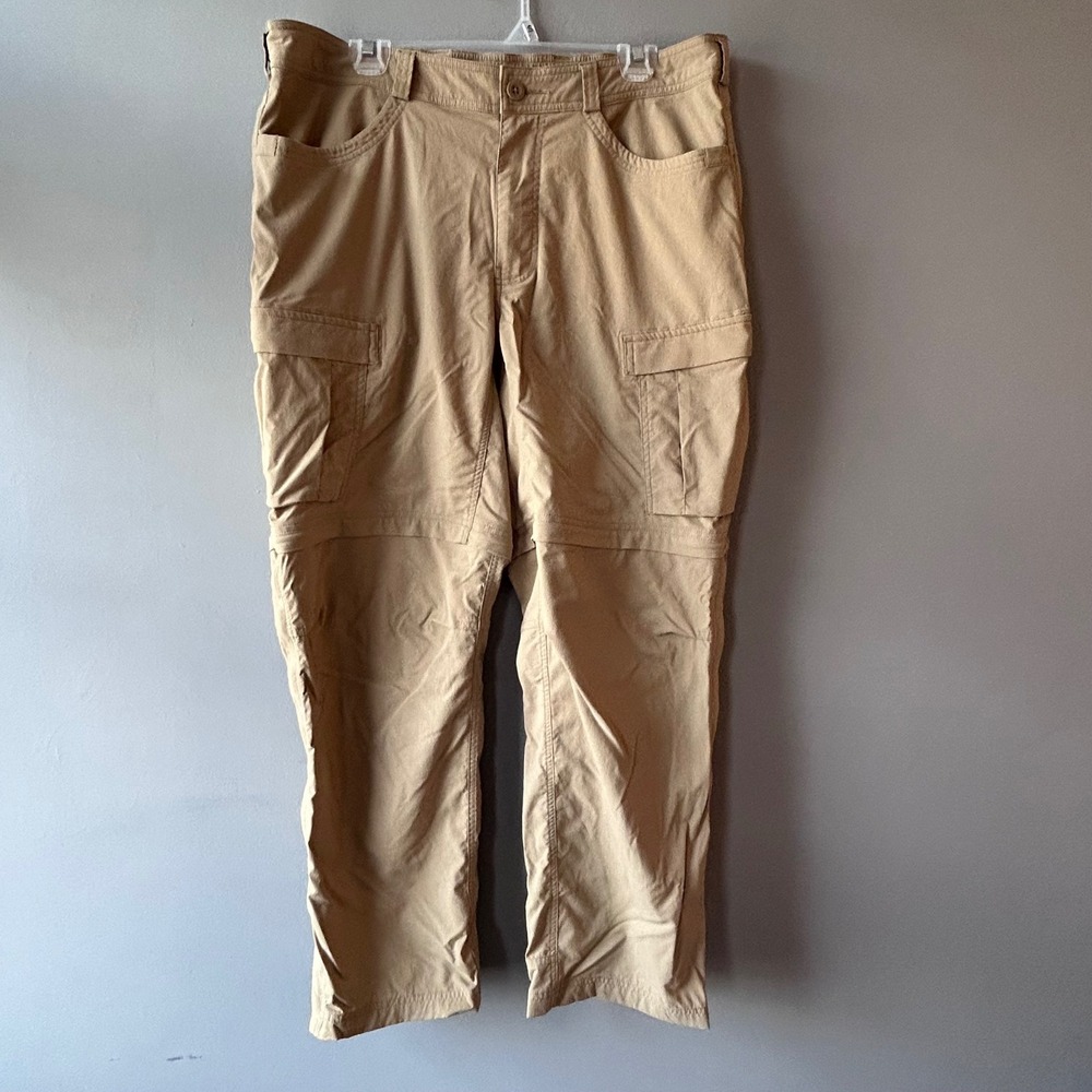 REI Co-op Convertible Hiking Pants Mens 38x30 Tan Khaki Nylon Cargo Zip Off